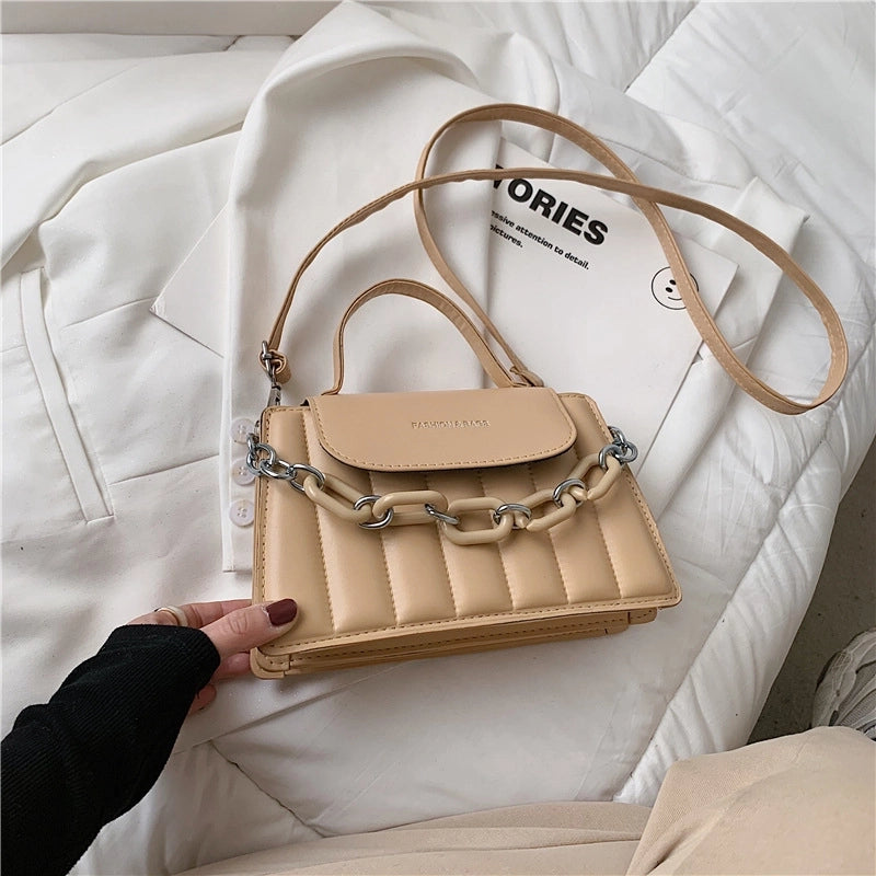 Fashion Pu Leather Embroidery Thread Geometric Shoulder Bag