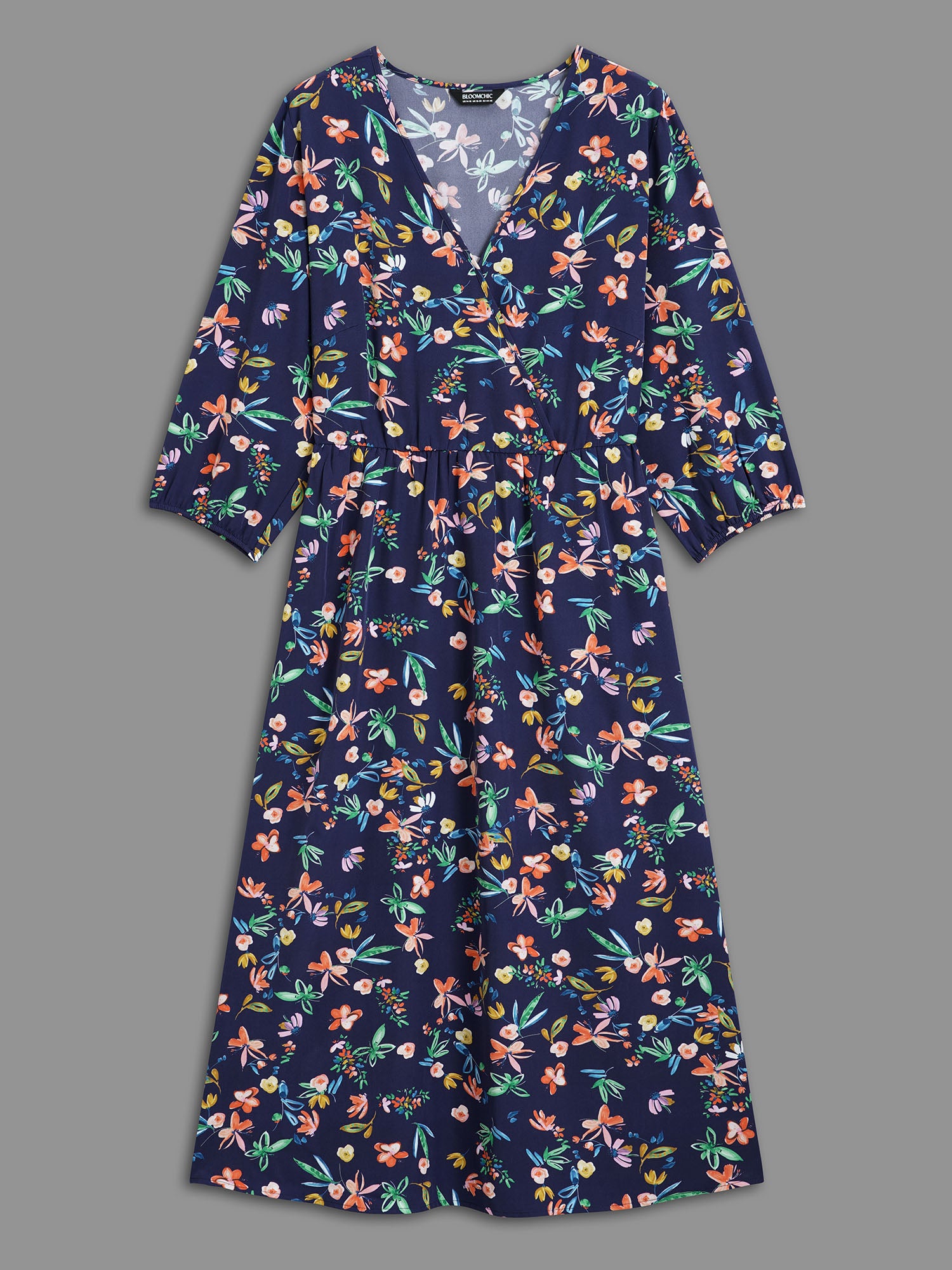 Surplice Neck Floral Print Pocket Dress