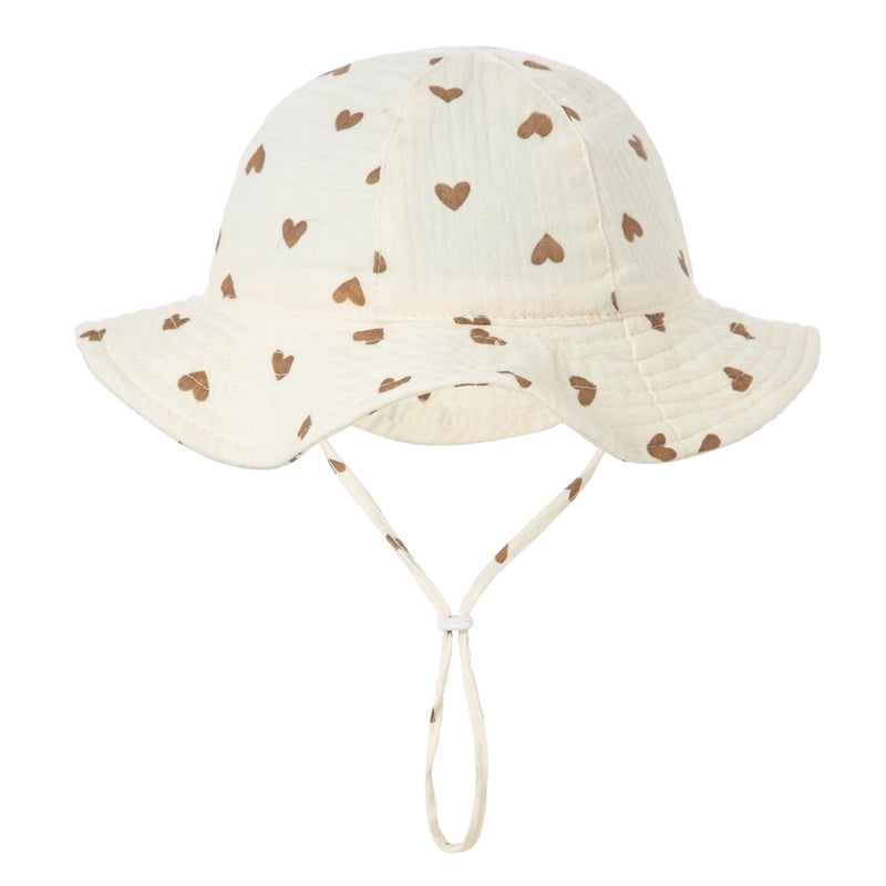 Girl's Cartoon Style Cute Sweet Heart Shape Printing Bucket Hat