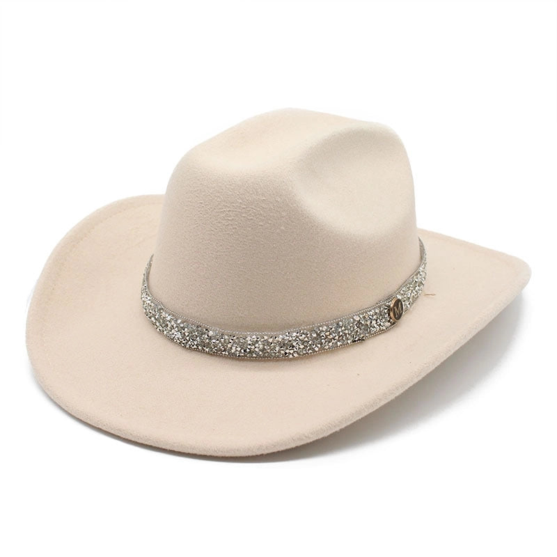 Felt Top Hat Curved Edge Classic Belt Buckle Panama Hat Gentleman Hat Curling Sun Protection Sun Hat