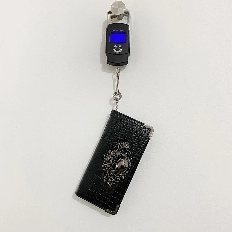 Women'S Solid Color Skull Pu Leather Zipper Wallets