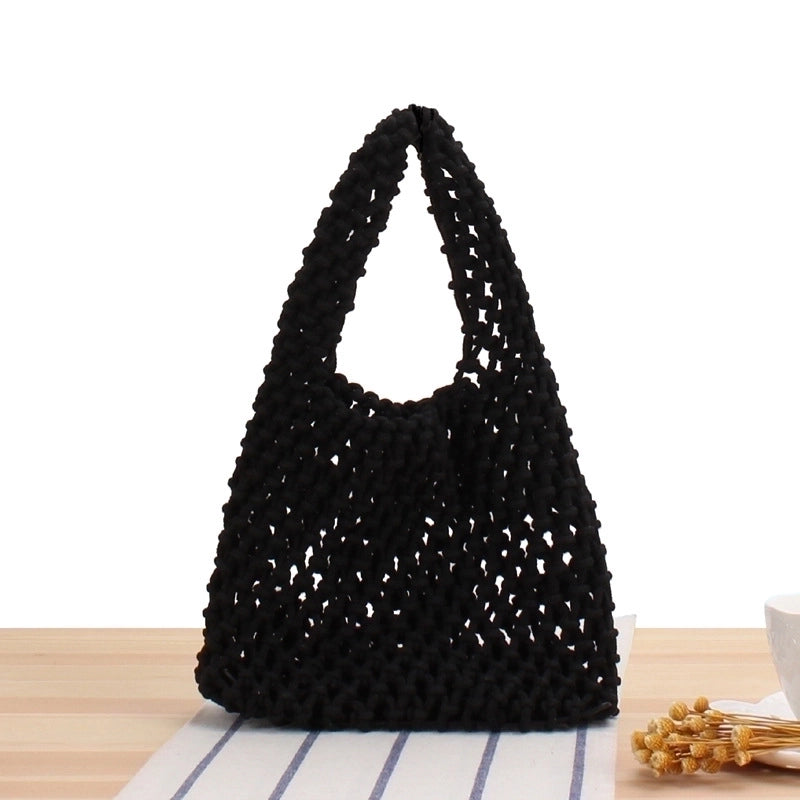 Women's Small Spring&summer Cotton Rope Solid Color Basic Square Open Straw Bag