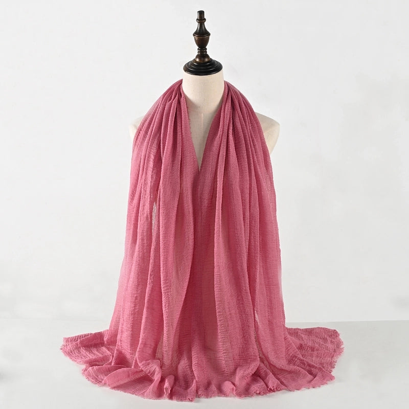 Women's Vacation Minimalist Solid Color Cotton Silk Scarf