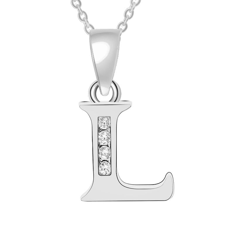 Minimalist Letter Copper Plating Inlay Zircon Pendant Necklace