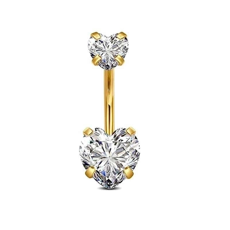 15 Pieces Minimalist Heart Shape Pineapple Butterfly Plating Inlay Stainless Steel Zircon Navel Stud