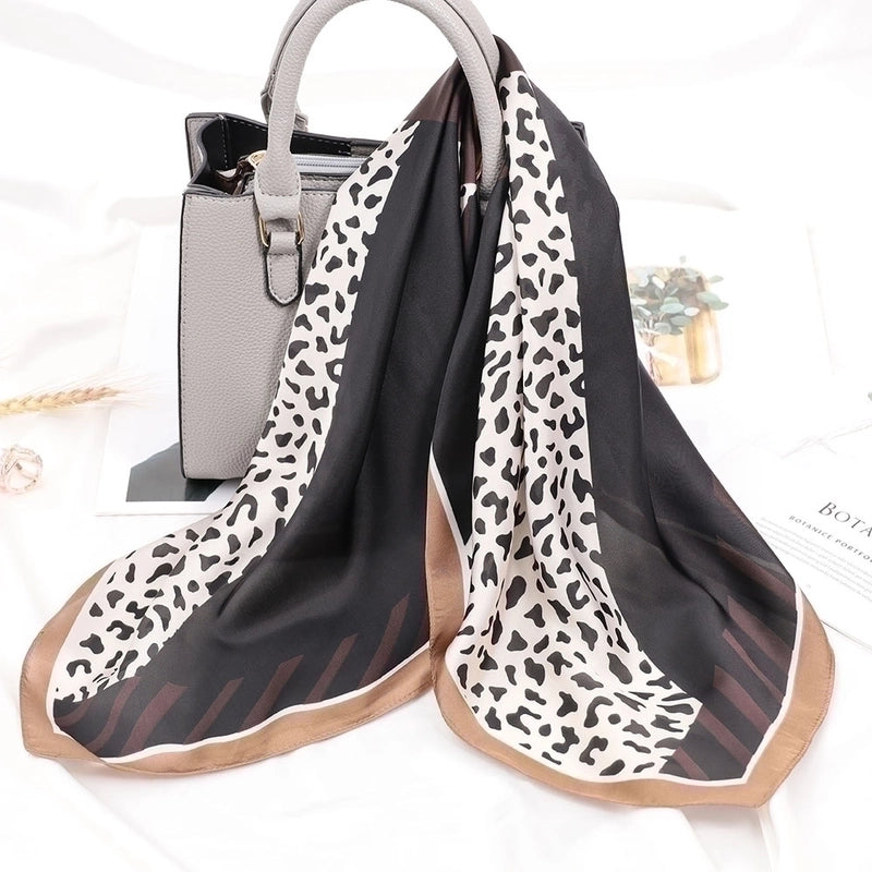 Women's Vintage Style Color Block Polyester Silk Scarf