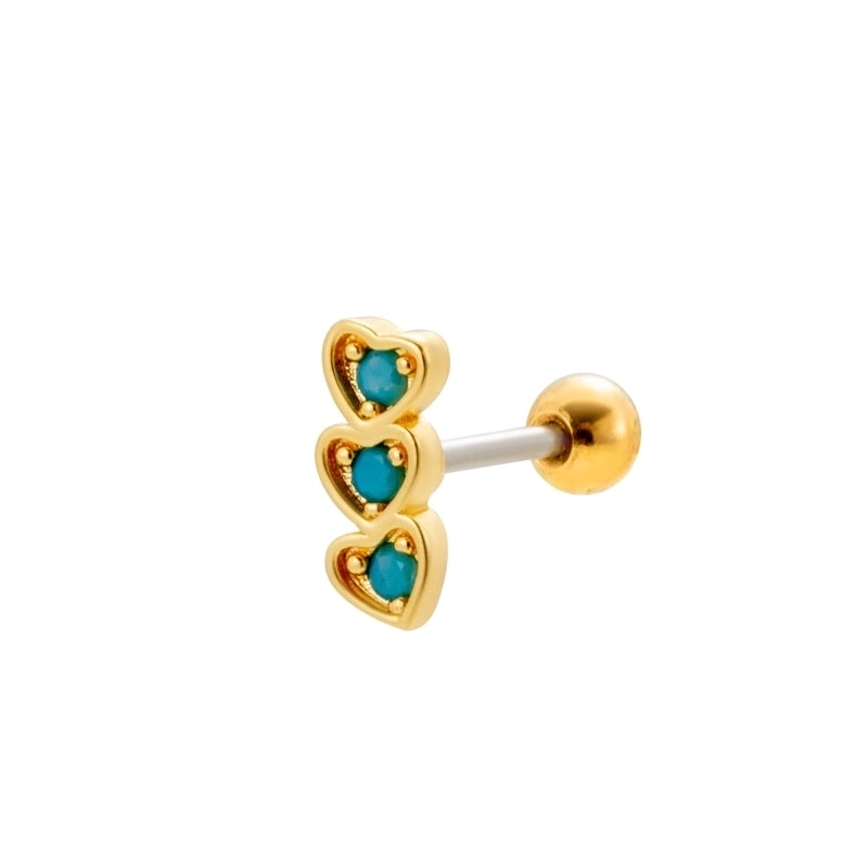 1 Piece Ear Cartilage Rings & Studs Sweet Heart Shape Flower 316L Stainless Steel  Copper Plating Inlay Zircon