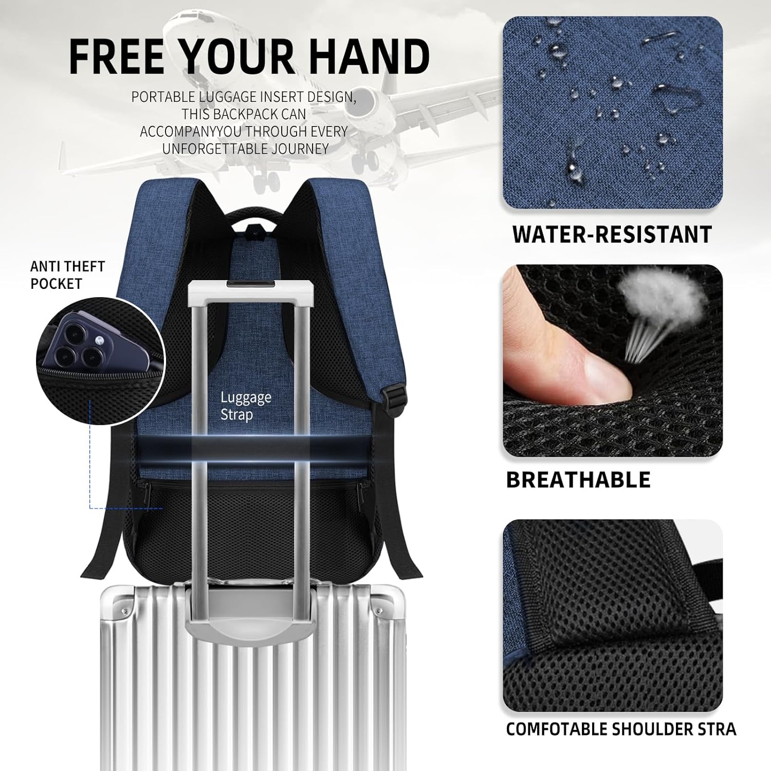 Black backpack for school, School Backpack for boys teens, Backpacks for men, College high middle school bookbag Fits15.6 Inch Laptop with USB Charging Port, Boys backpack, Book bag
