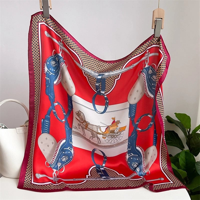 Unisex Casual Minimalist Stripe Flower Polyester Satin Printing Silk Scarf