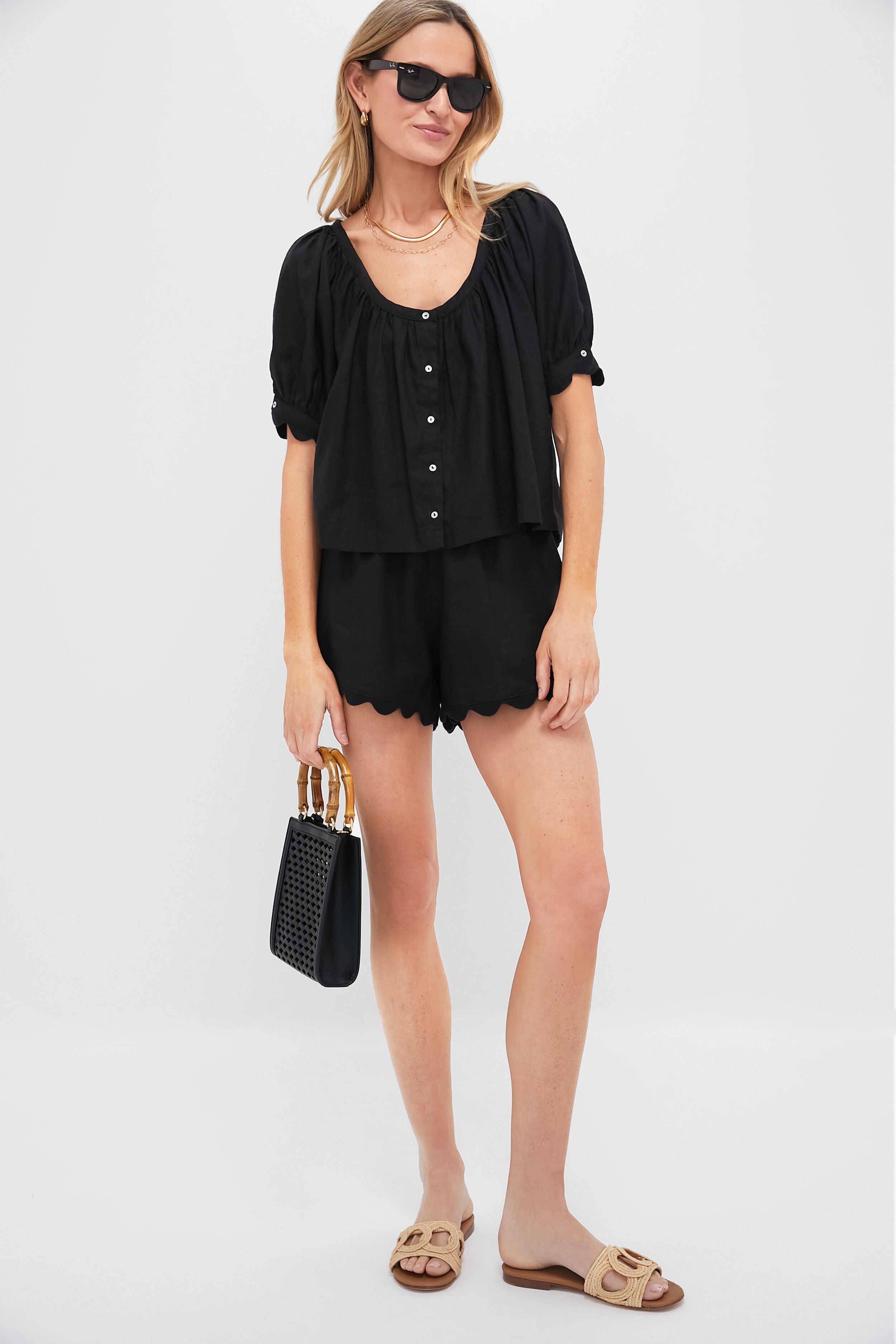 Black Linen Ava Short