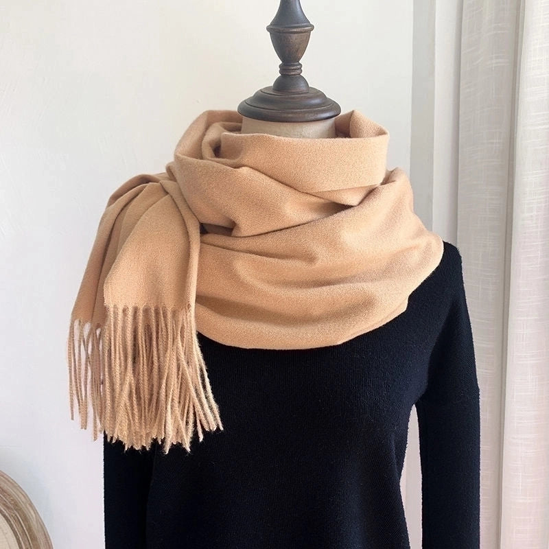 Autumn And Winter Imitation Cashmere Scarf Classic Double-sided Solid Color Men's And Women's Warm Large Shawl Dual-use Scarf