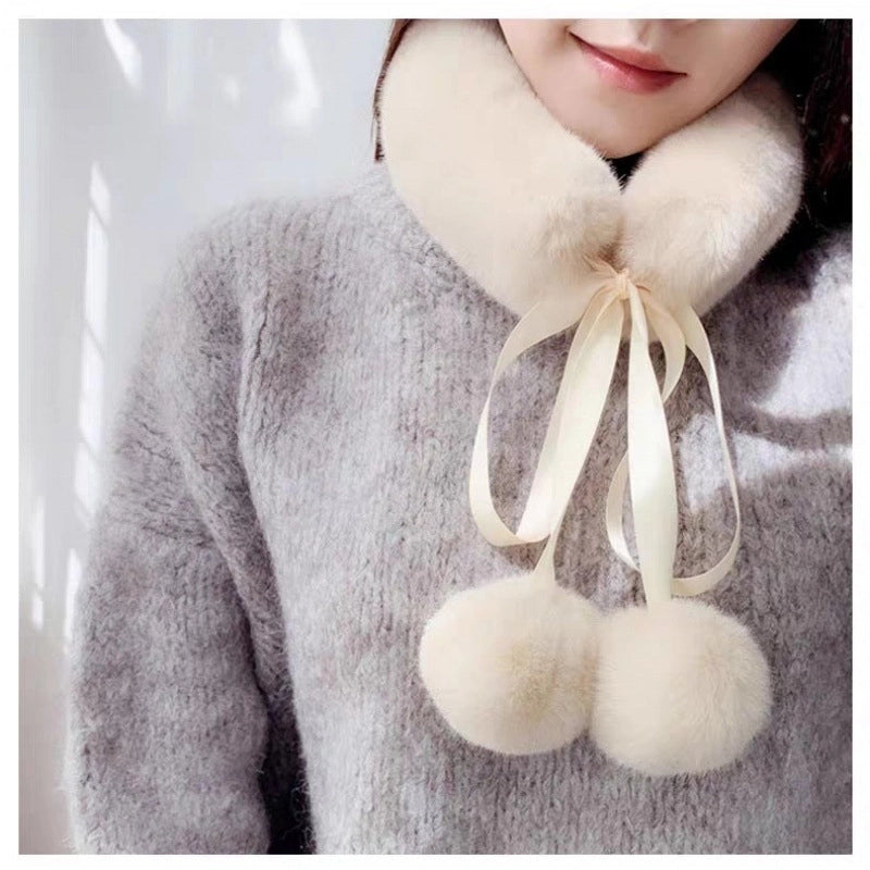 Women's Cute Solid Color Plush Scarf
