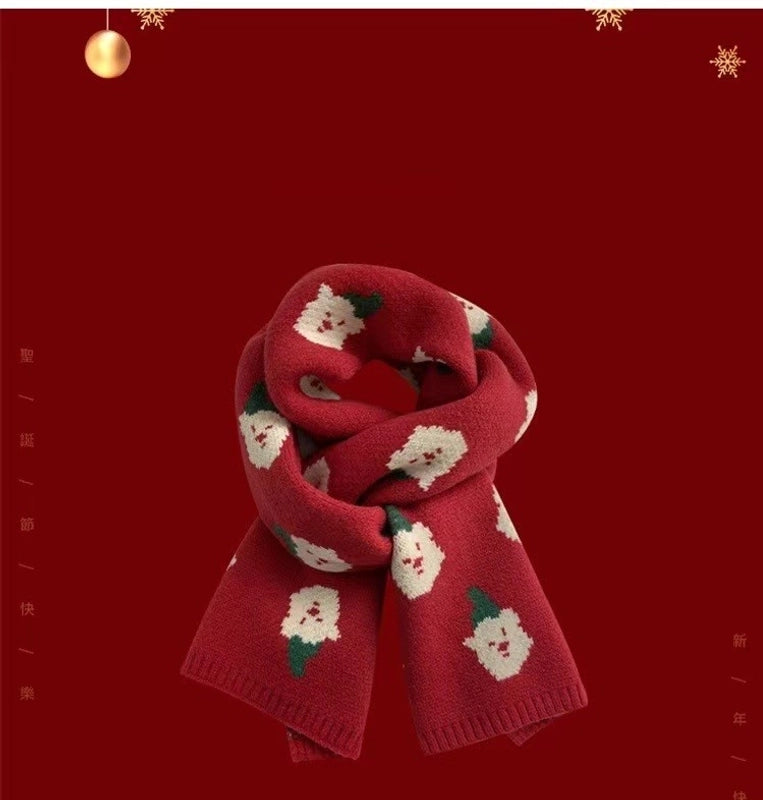 Women's Casual Cute Christmas Tree Santa Claus Snowman Imitation Cashmere Scarf