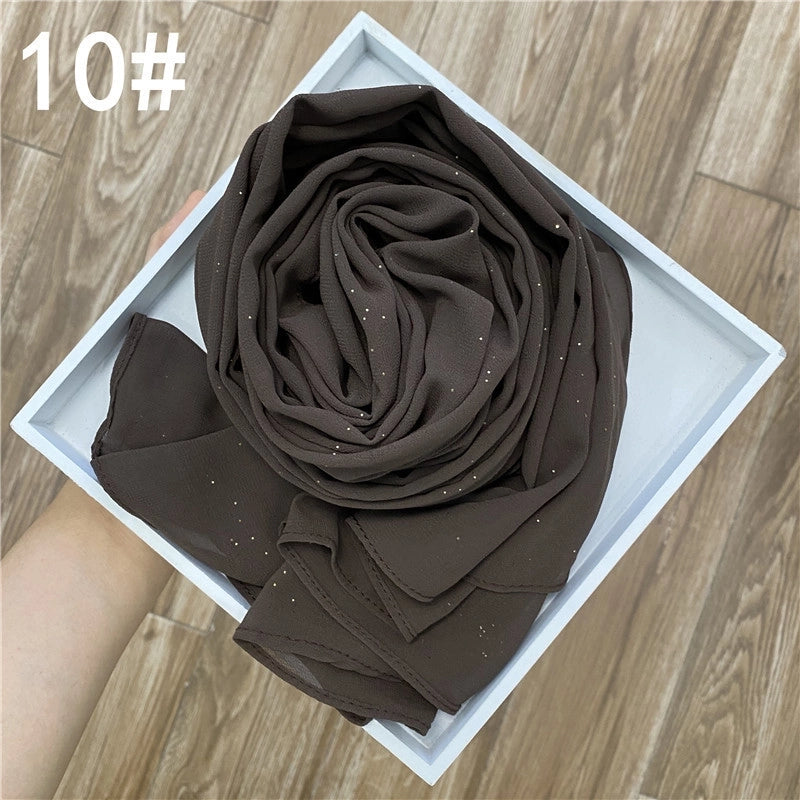 Solid Color Sprinkling Gold Pearl Chiffon Chiffon Fashion Sprinkling Gold Scarf Women's Toe Chiffon Glitter Scarf