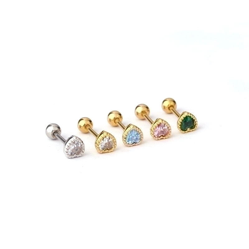 Ear Cartilage Rings & Studs Minimalist Heart Copper Plating Artificial Gemstones