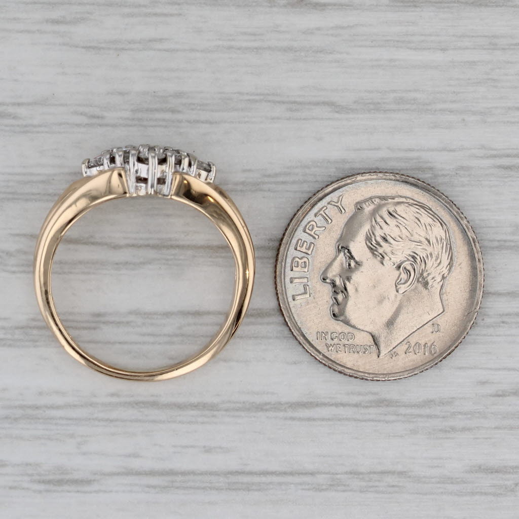 0.34ctw Diamond Cluster Ring 14k Yellow Gold Size 4.5