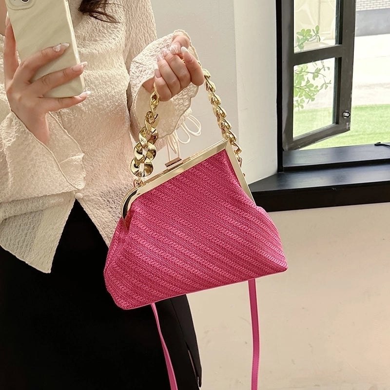 Women's Pu Leather Solid Color Vintage Style Sewing Thread Square Buckle Square Bag