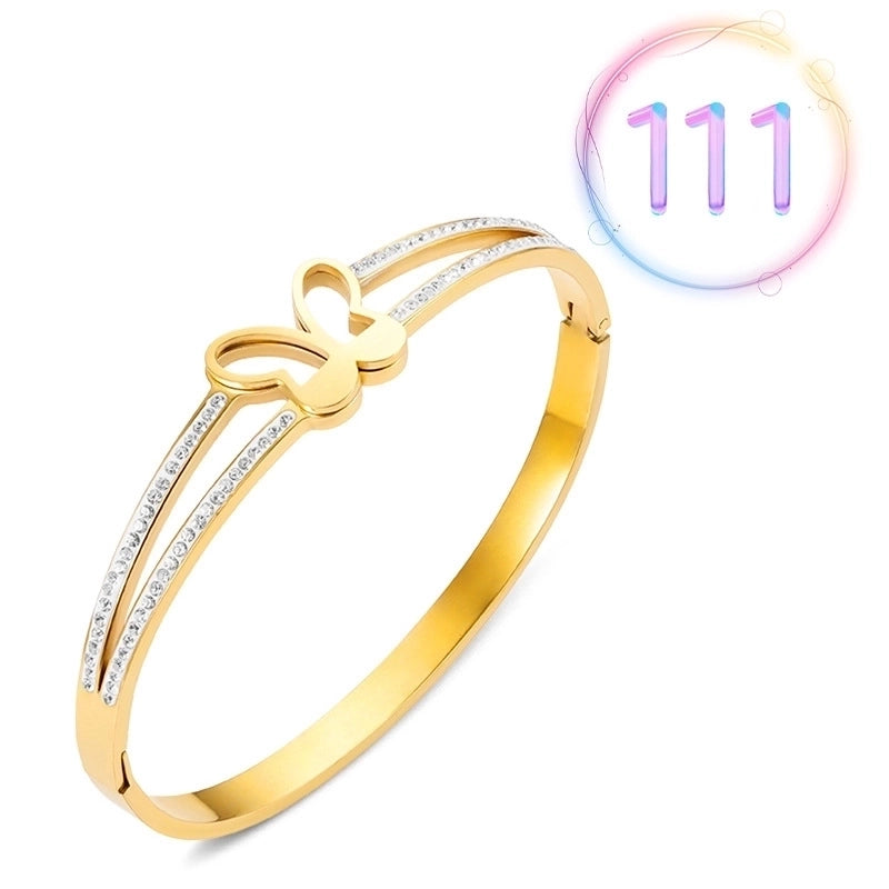 2 Pieces Fashion Geometric Stainless Steel Plating Zircon Bangle