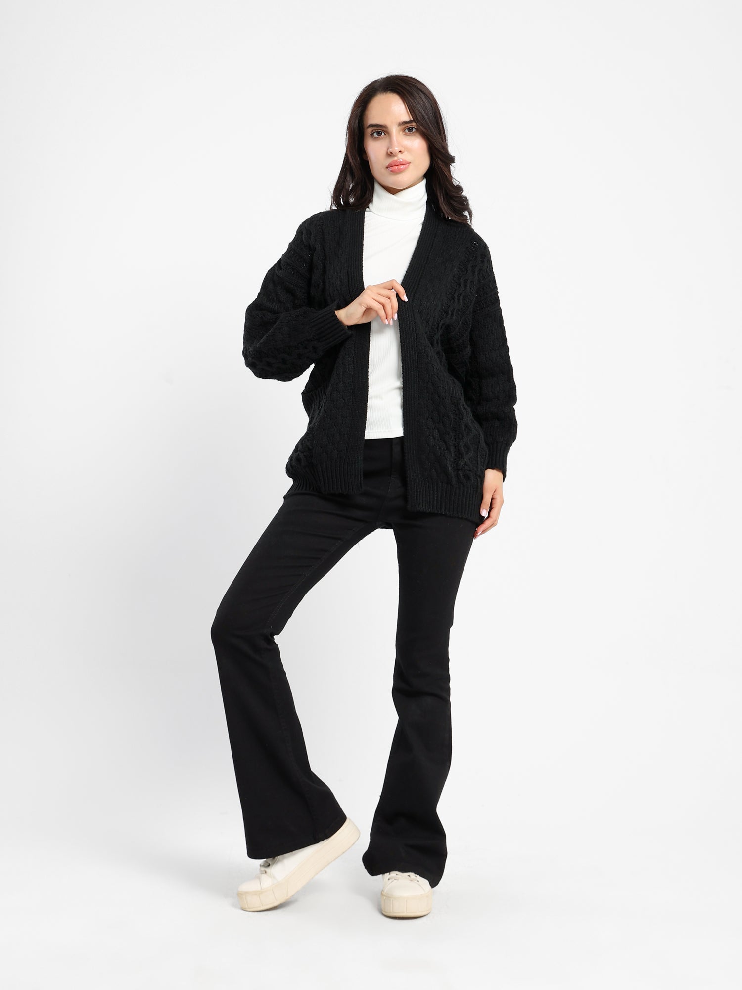 Textured Medium Length Cardigan