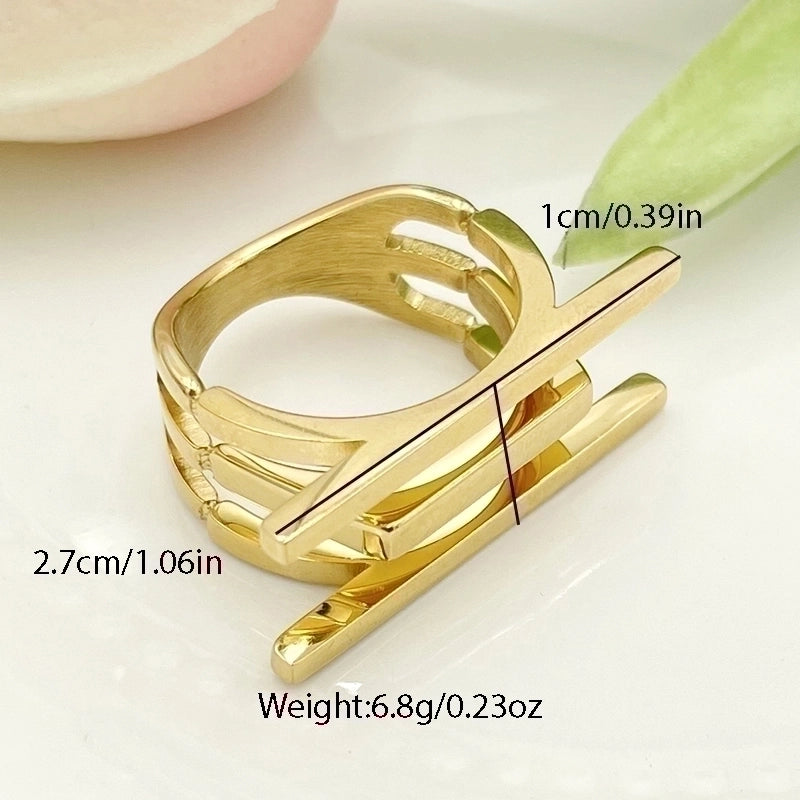 Retro Geometric 304 Stainless Steel 14K Gold Plated Irregular Stainless Steel Rings