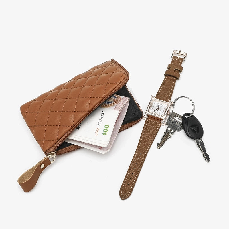 Women's Solid Color Pu Leather Zipper Wallets