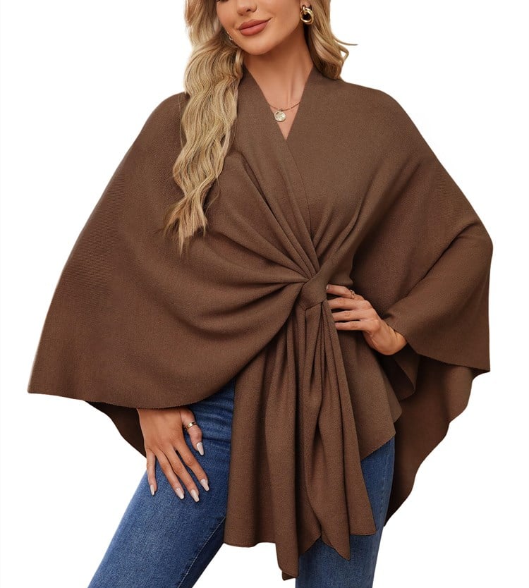 🎁 49% OFF-Elegant Shawl Wraps Soft Open Front Poncho Sweater