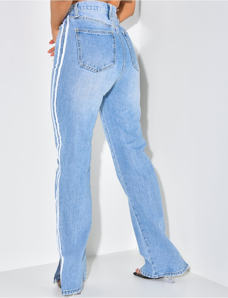 Lana long straight jeans met split