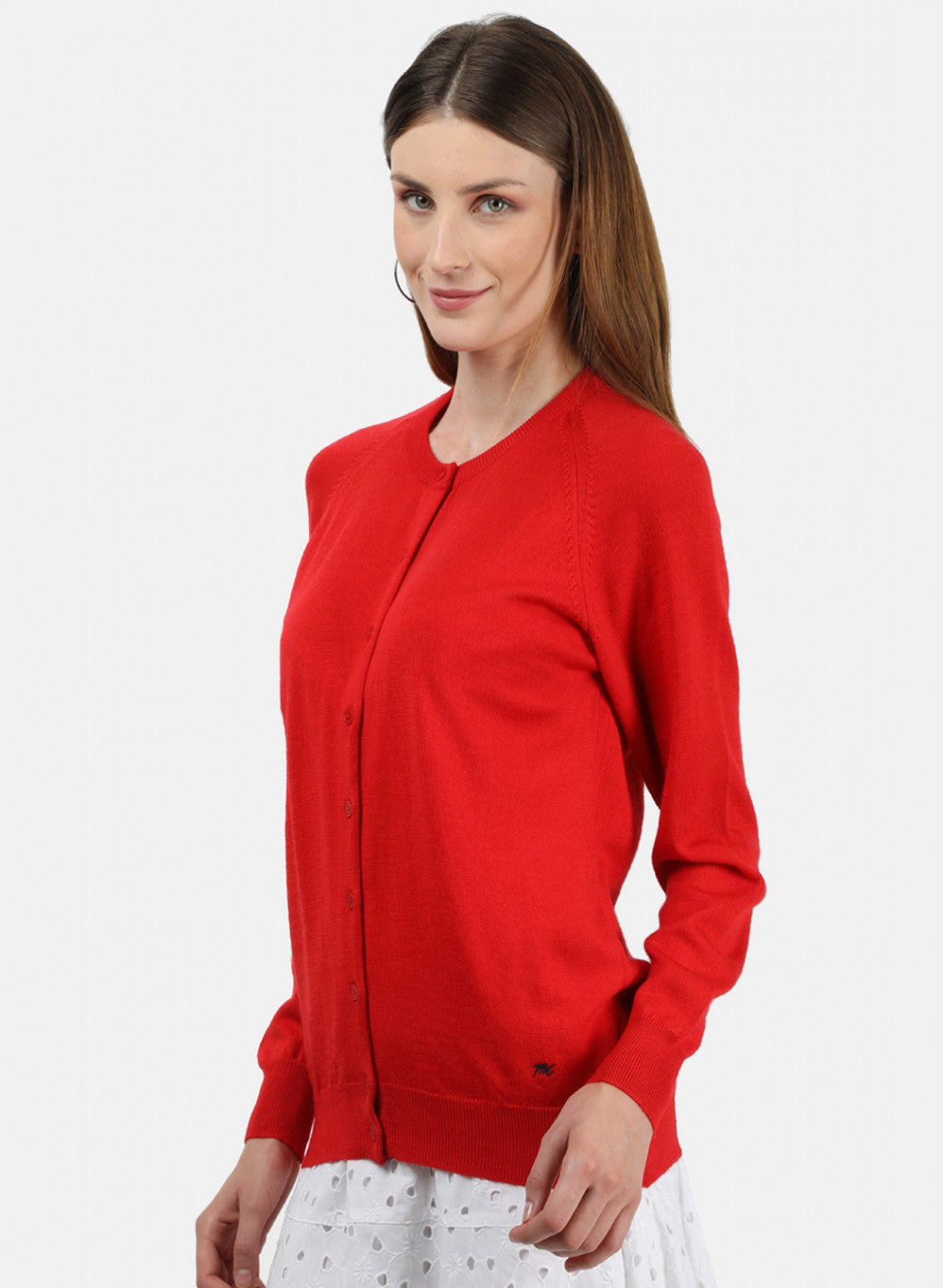 Women Red Solid Cardigan