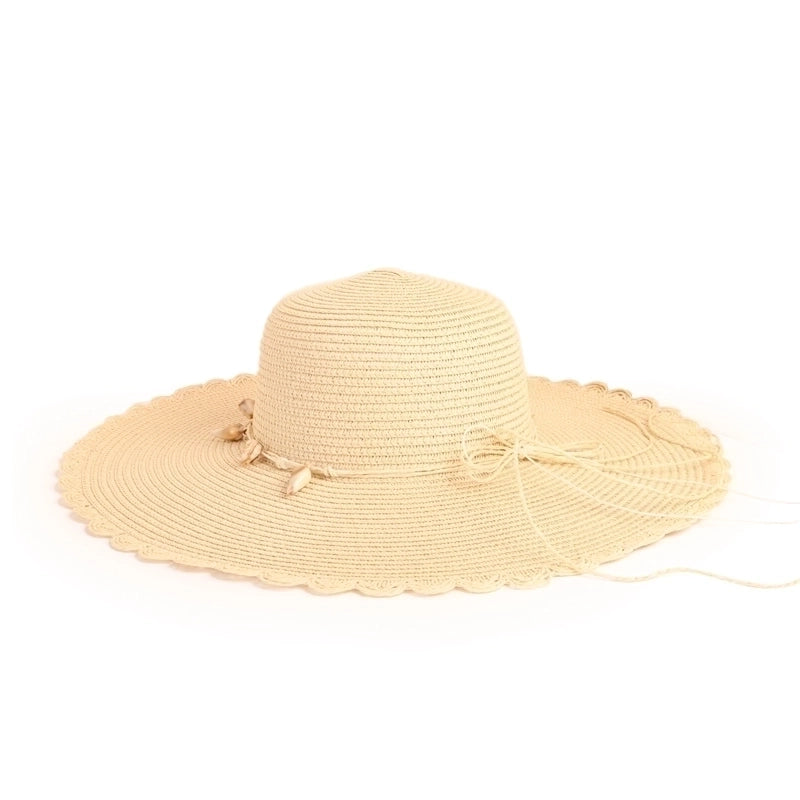 Wide-brimmed Sunshade Shell Lace Straw Hat