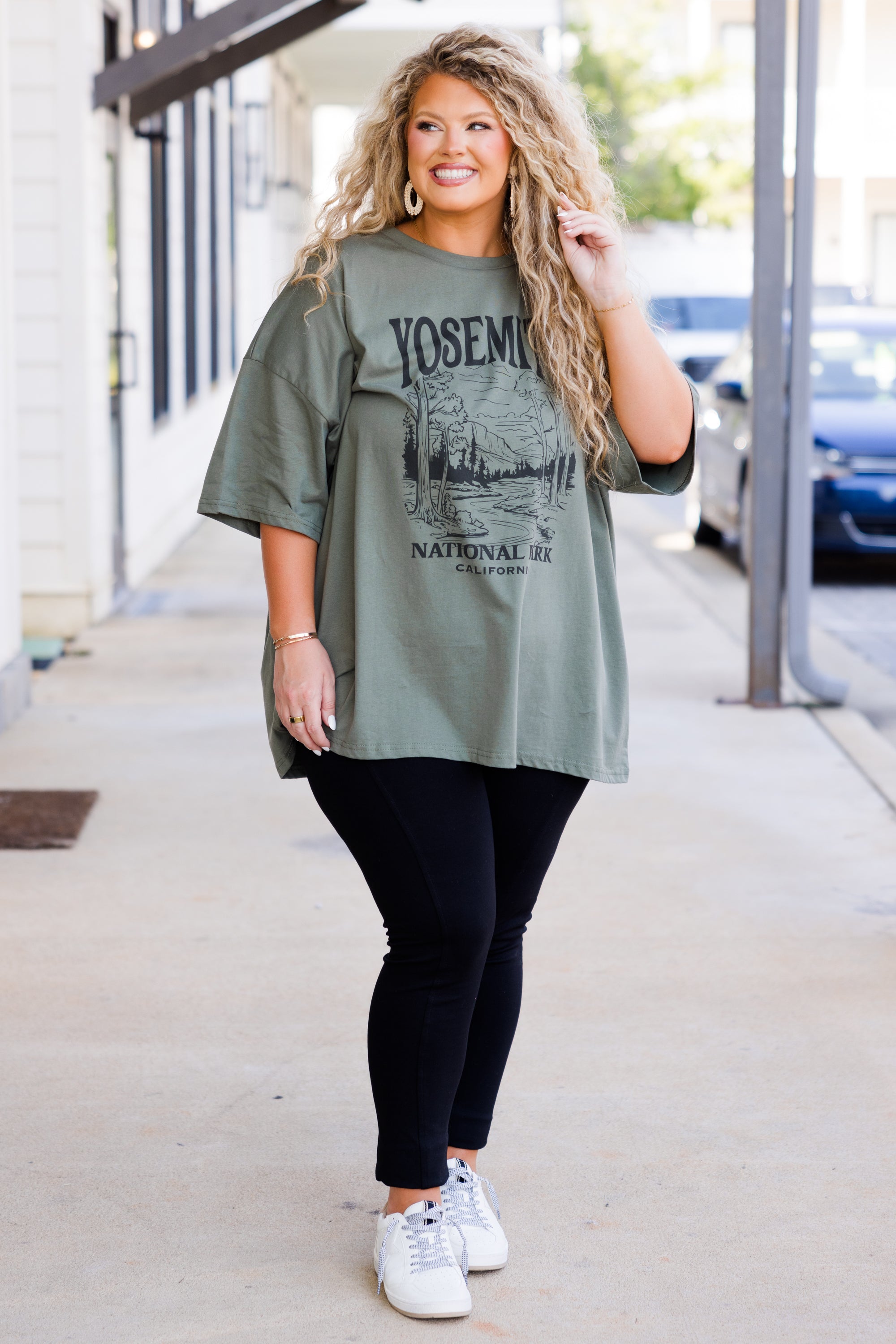 Going On An Adventure Boyfriend Tee. Moss