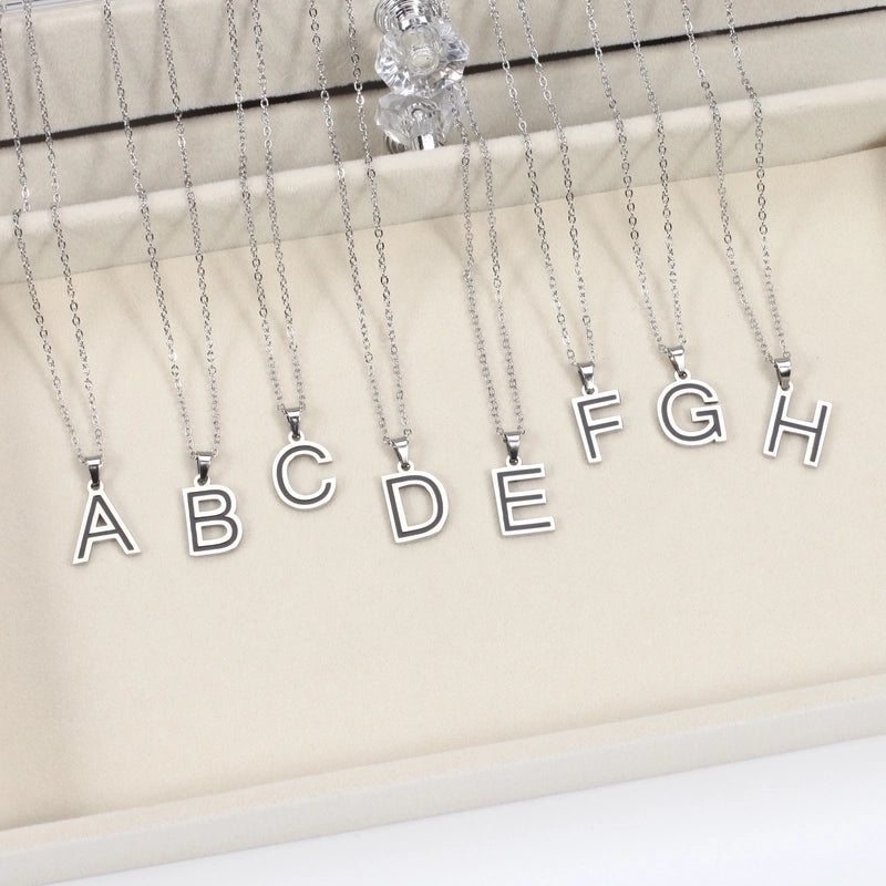 304 Stainless Steel Sweet Polishing Letter Pendant Necklace