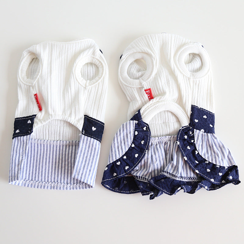 Striped Heart Printed Pet Dress&Tee