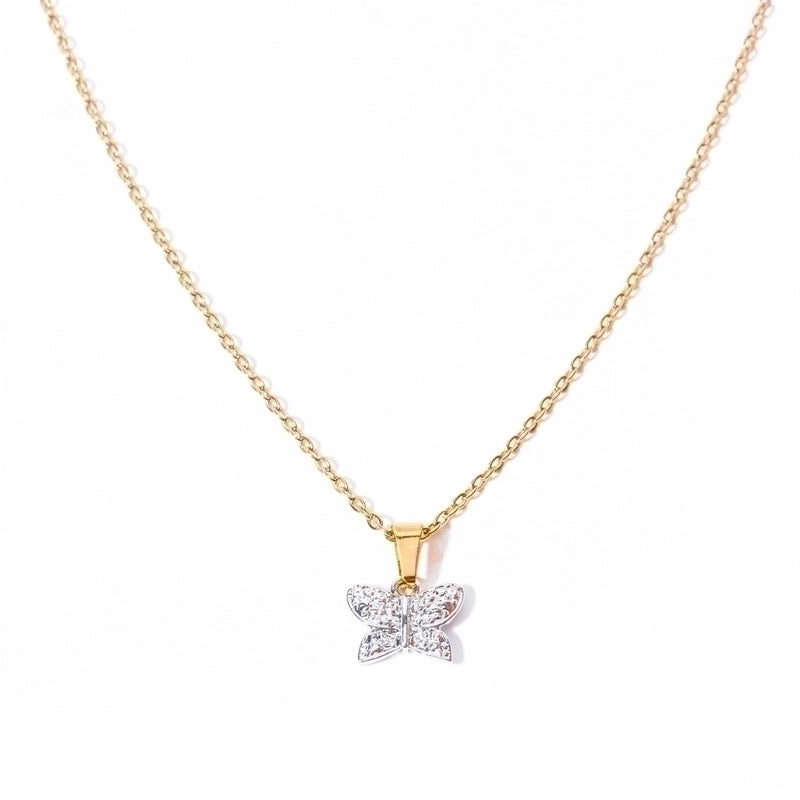 Modern Style Sun Heart Shape Stainless Steel Titanium Steel Plating Inlay Zircon Pendant Necklace