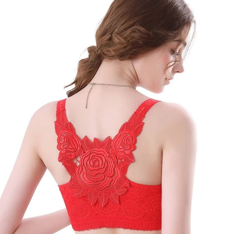 (🔥2022 NEW YEAR PROMOTION🔥) Rose Embroidery Front Closure Wirefree Bra🧡