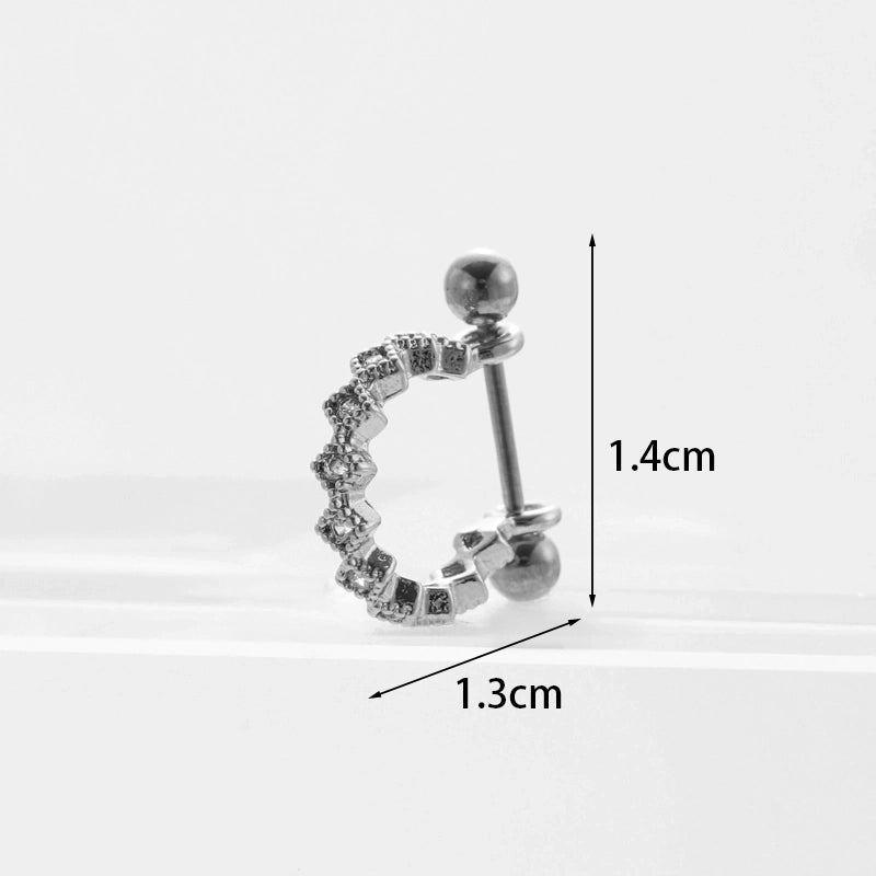 Ear Cartilage Rings & Studs Fashion U Shape 316L Stainless Steel  Copper Inlaid Zircon