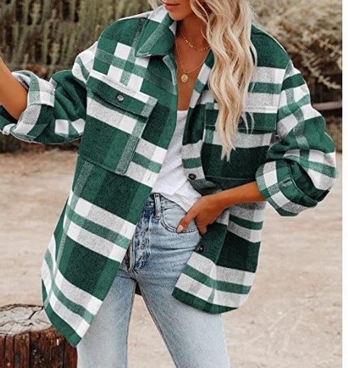 Loose Plaid Shirt Coat