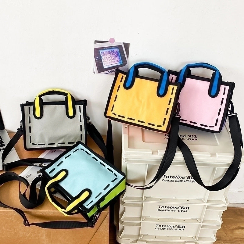 Women's Small All Seasons Nylon Color Block Streetwear Square Zipper Shoulder Bag