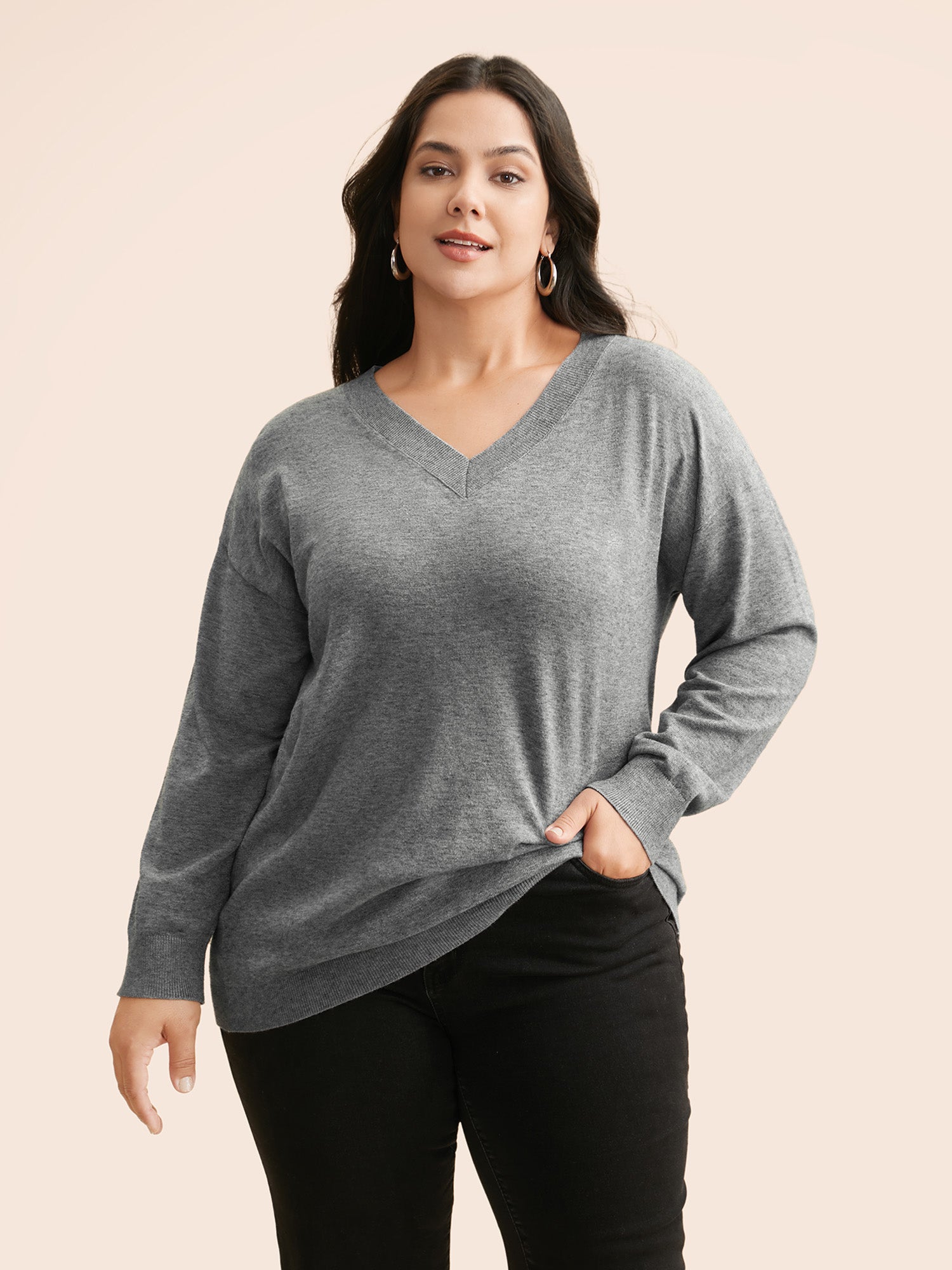 Supersoft Drop Shoulder V-Neck Top