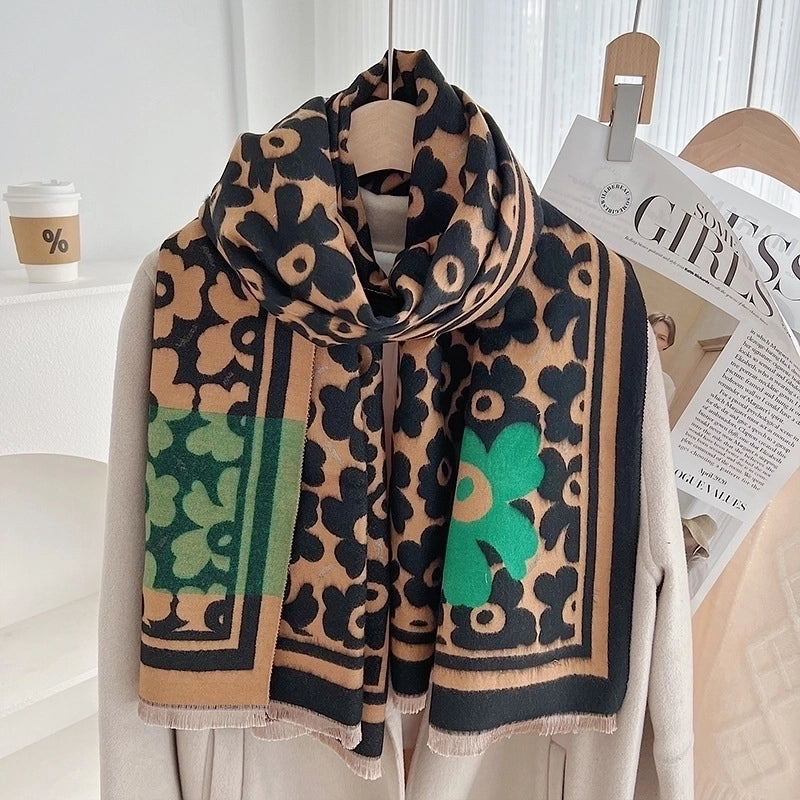 Women's Minimalist Commute Color Block Viscose Fiber Printing Scarf
