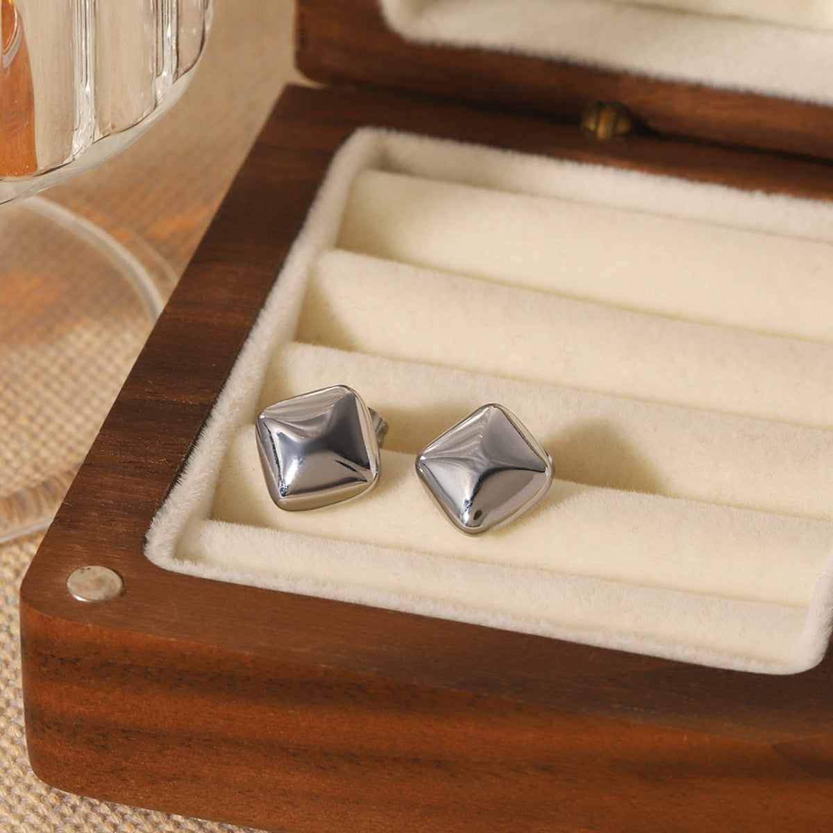 Cold Style Square Stainless Steel Earrings Simple Square Titanium Steel Earrings