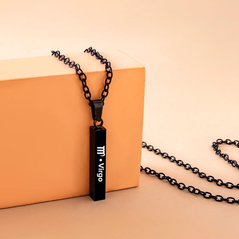 12 Constellation Stainless Steel Ing Pillar Necklace