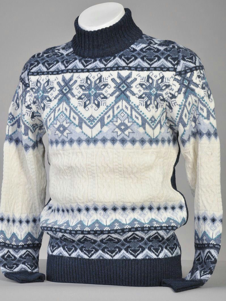 Vintage Warm Knitted Jacquard Turtleneck Sweater