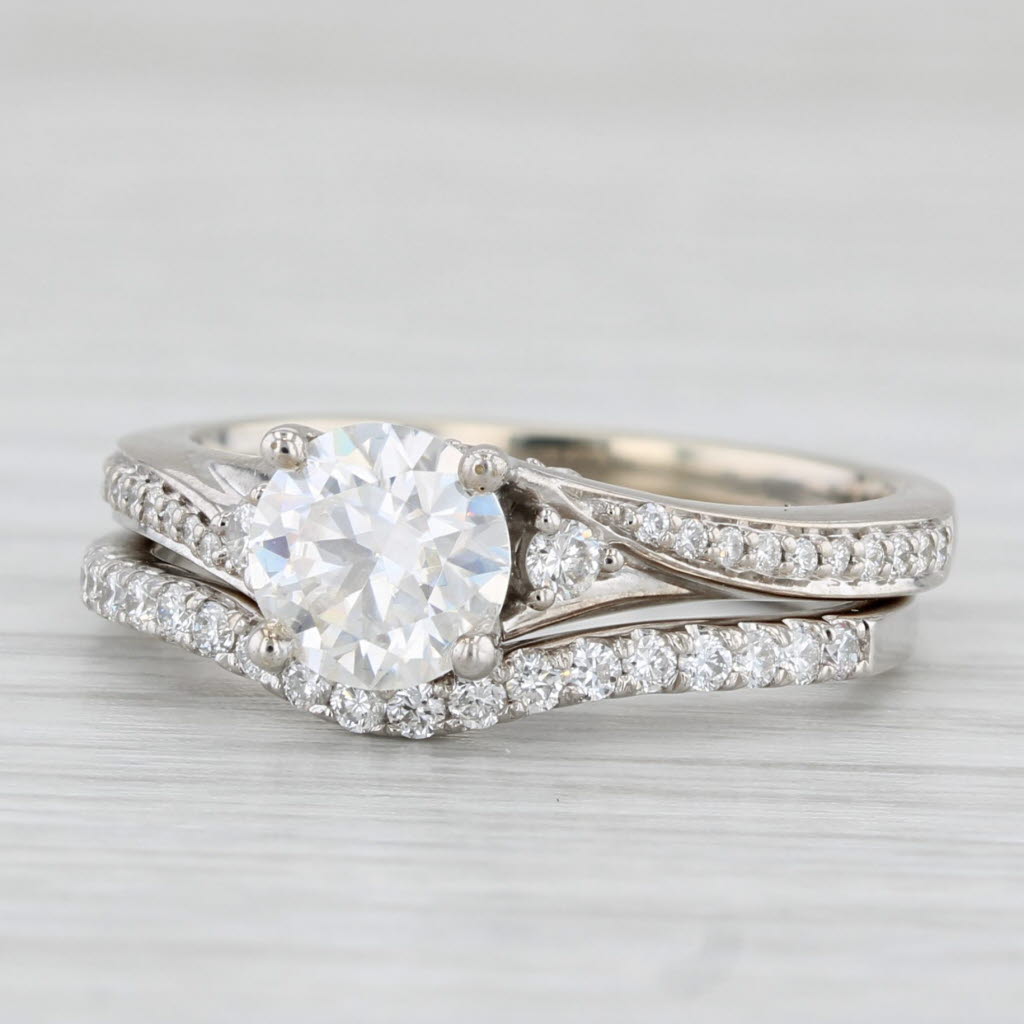 Semi Mount Diamond Engagement Ring Wedding Band Bridal Set 14k Gold Size 7.5