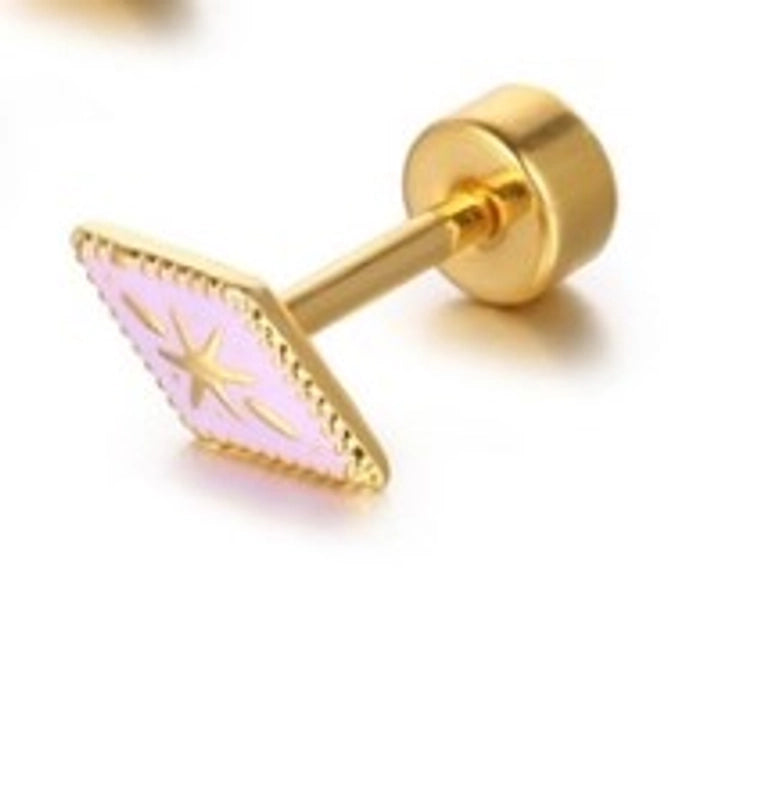1 Piece Minimalist Geometric Plating 304 Stainless Steel Ear Studs