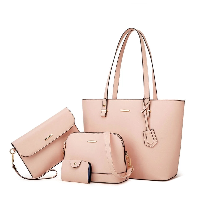Women's Medium All Seasons Pu Leather Solid Color Fashion Square Zipper Bag Sets