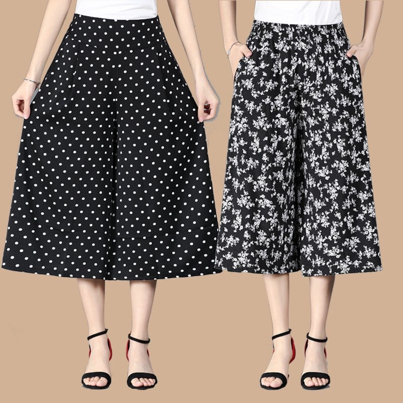 (Hot Sale-49% OFF) Women's High Elastic Waist Pleated Chiffon Wide Leg Culottes