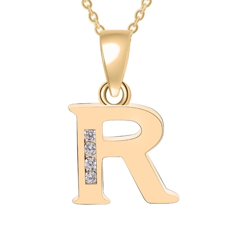Minimalist Letter Copper Plating Inlay Zircon Pendant Necklace