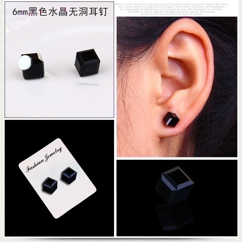 1 Pair Minimalist Geometric Artificial Crystal Magnet Stud Earrings