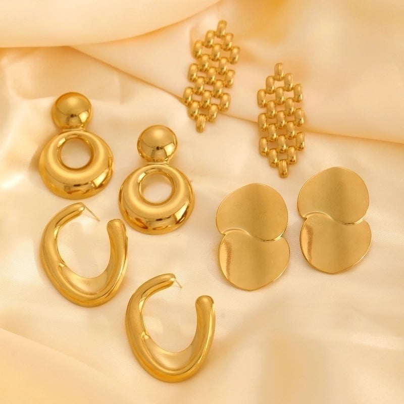 1 Pair Casual Minimalist Streetwear Geometric Plating 304 Stainless Steel Drop Earrings