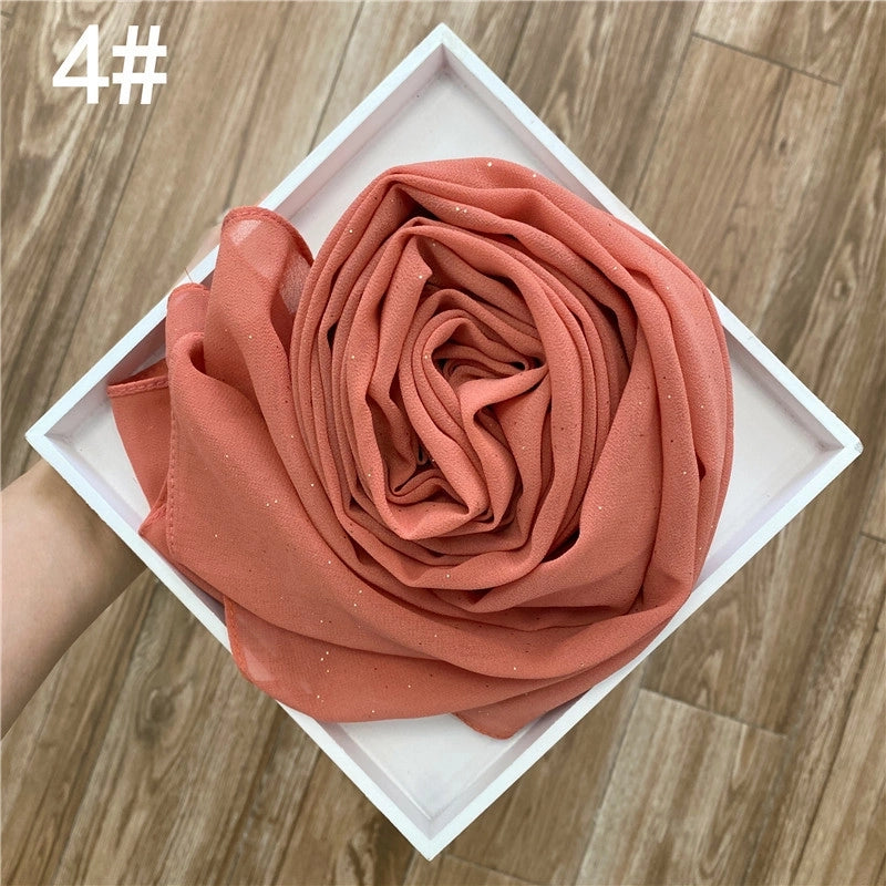 Solid Color Sprinkling Gold Pearl Chiffon Chiffon Fashion Sprinkling Gold Scarf Women's Toe Chiffon Glitter Scarf